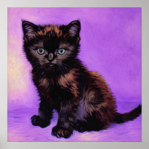 Poster Van Gogh Style Chat pourpre