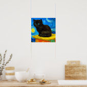 Poster Van Gogh Style Starry Night Cat (Cuisine)