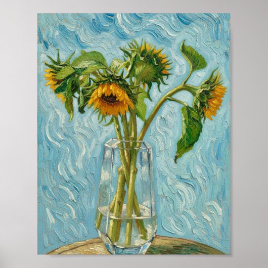Poster Van Gogh Sunflowers in a Glass Vase (Devant)