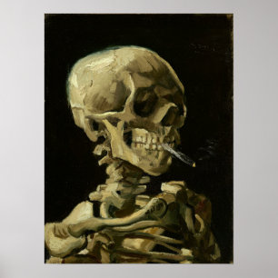 Poster Van Gogh - Tête D'Un Squelette Avec Un Cigar Brûla