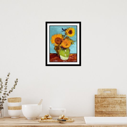 Poster Van Gogh - Three Sunflowers In A Vase (Cuisine)
