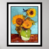Poster Van Gogh - Three Sunflowers In A Vase (Devant)