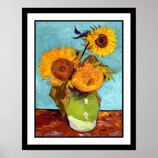 Poster Van Gogh - Three Sunflowers In A Vase (Devant)