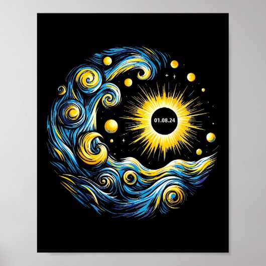 Poster Van Gogh Total Solar Eclipse 8 avril 2024 (Devant)
