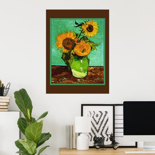 Poster Van Gogh - Tournesols, Trois, (Bureau à domicile)