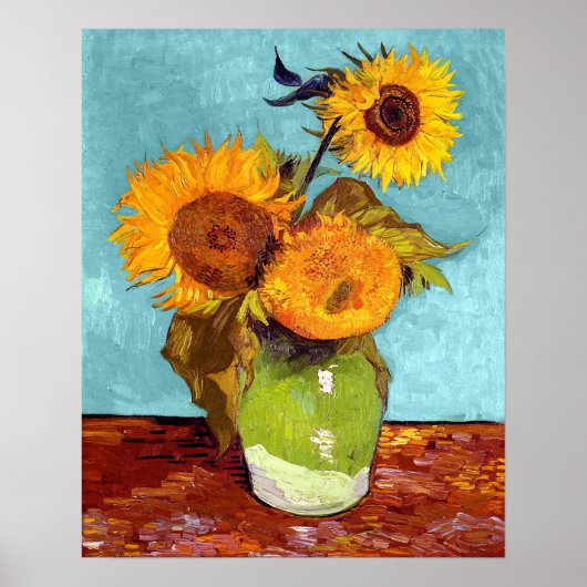 Poster Van Gogh - Trois Tournesols Dans Un Vase - Art (Devant)