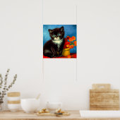Poster Van Gogh Tuxedo Cat (Cuisine)
