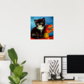 Poster Van Gogh Tuxedo Cat (Bureau à domicile)
