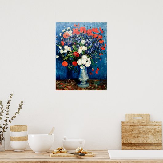 Poster Van Gogh - Vase avec des fleurs de Cornouailles et (Cuisine)