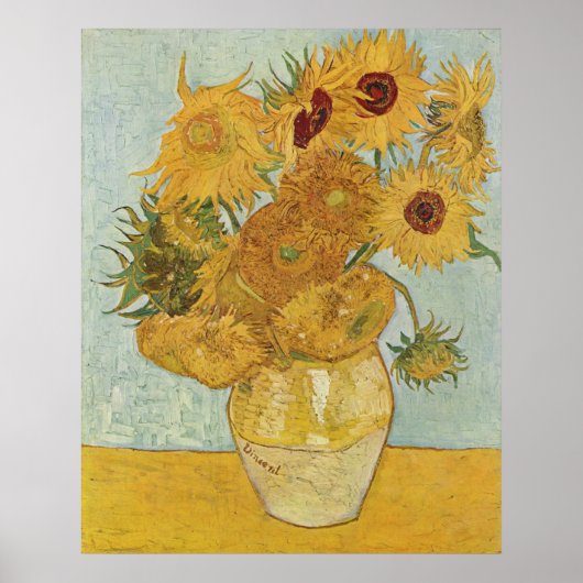 Poster van Gogh - Vase avec douze tournesols (1888) (Devant)