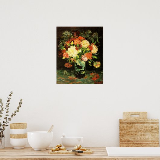 Poster Van Gogh Vase avec les oeillets (Cuisine)