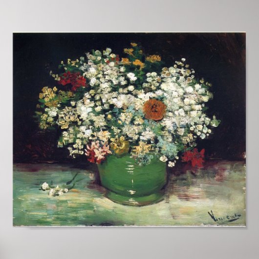 Poster Van Gogh - Vase avec Zinnias et autres fleurs (Devant)