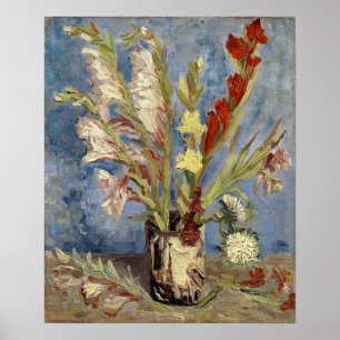 Poster Van Gogh - Vase, Garden Gladiolus & Chinese Asters