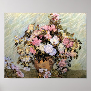 Poster Van Gogh - vase toujours à la vie avec des roses