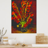 Poster Van Gogh Vase with Red Gladioli (Cuisine)