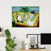 Poster Van Gogh - Vie morte avec une plaque d'oignons (Bureau à domicile)
