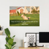 Poster van Golden Retriever met Citaat (Thuiskantoor)