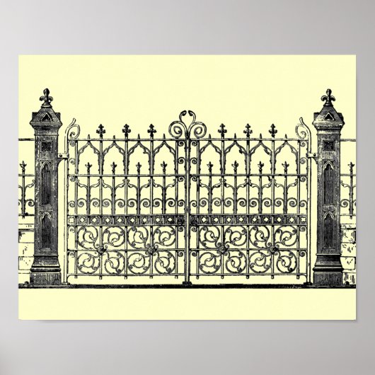 Poster van  gothische omheining en gewas (Voorkant)