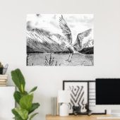 Poster van Gull en Mountains (Thuiskantoor)