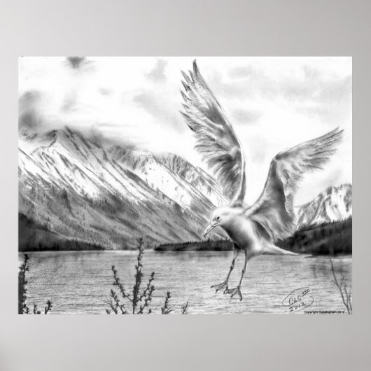 Poster van Gull en Mountains (Voorkant)