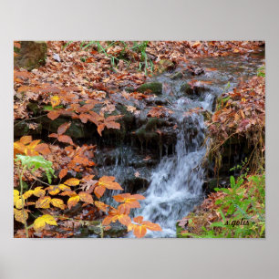 Poster van herfst-bladeren en watervalfoto's