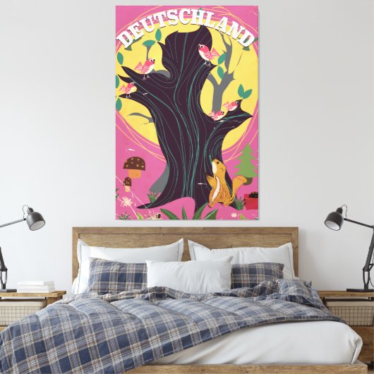 Poster van het  cartoon van Duitsland Canvas Afdruk (Insitu (Slaapkamer))