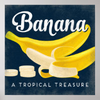 Poster van het fruitetiket voor bananen