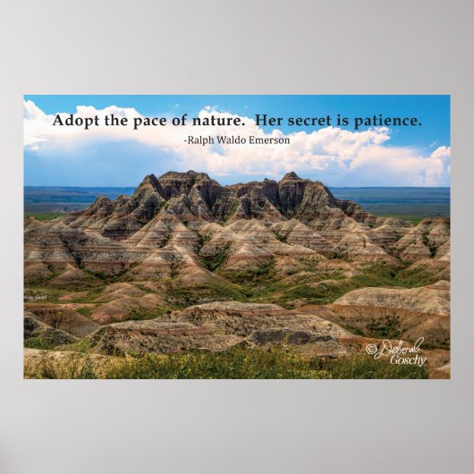 Poster van het Landschap Badlands met Citaat (Voorkant)