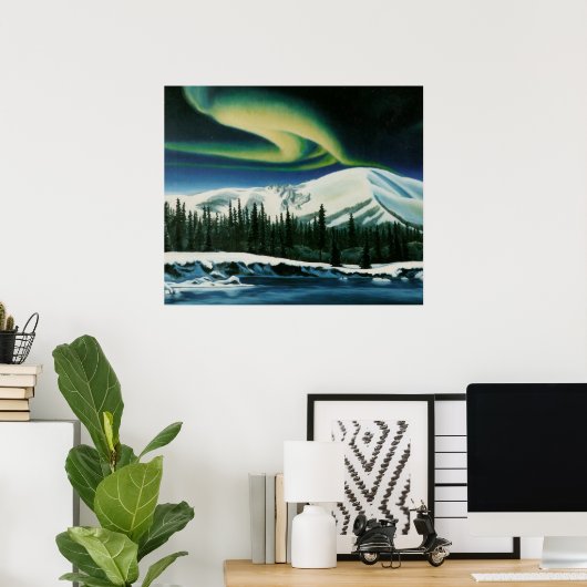 Poster van het landschap van Yukon, noordelijk lic (Thuiskantoor)