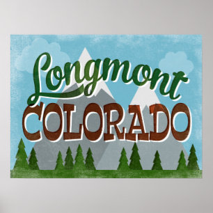Poster van het Longmont Colorado Snowy Mountains