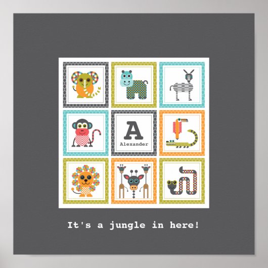 Poster van het moderne Oerwoud Safari Animals van  (Voorkant)