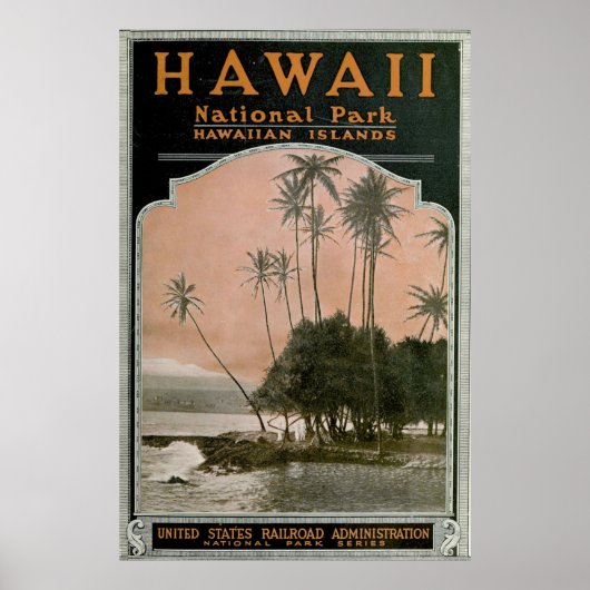Poster van het  nationaal park Hawaii (1919) (Voorkant)