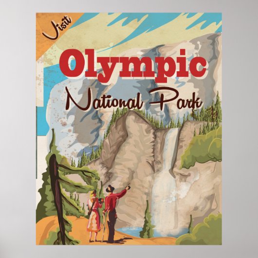 Poster van het Olympische natiepark Vintage Travel (Voorkant)