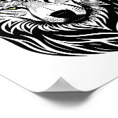 Poster van het ontwerp van de tribale Wolf Face (Hoek)