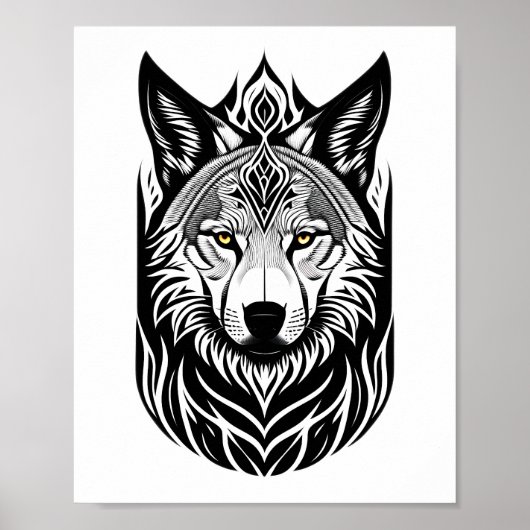 Poster van het ontwerp van de tribale Wolf Face (Voorkant)