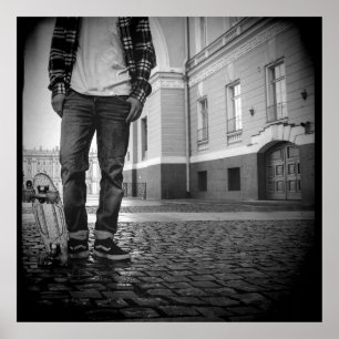 poster van het oude schoolbord van 90, Black & Whi