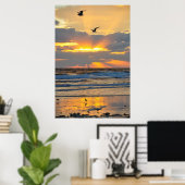 Poster van het prachtige Morning Beach Sunrise Sce (Thuiskantoor)
