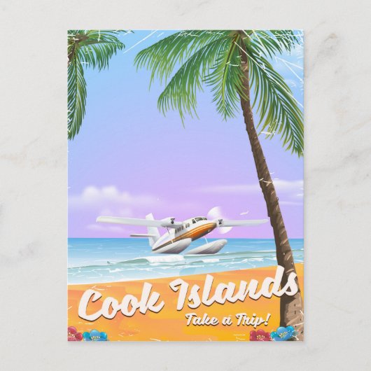 Poster van het reisstrand van de Cookeilanden Vint Briefkaart (Voorkant)