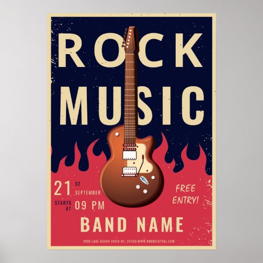 Poster van het Rock Music festival flyer Announcem (Voorkant)