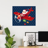 Poster van het Santa Flying Airplane (Thuiskantoor)