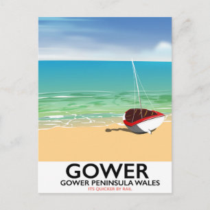 Poster van het strand van Gower Peninsula Wales Briefkaart