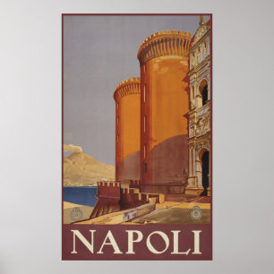 Poster van het vintage-reisjaar Napoli (Napels)