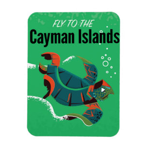 Poster van het vintage-reisjaar van de Caymaneilan Magneet