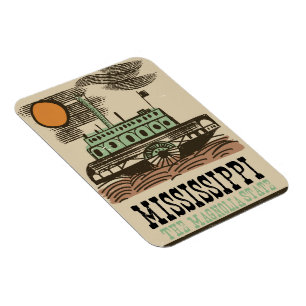 Poster van het vintage-reisjaar voor de Mississipp Magneet