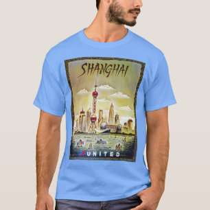 Poster van het vintage-reisje Shanghai T-shirt