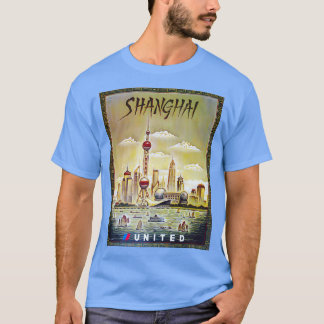 Poster van het vintage-reisje Shanghai T-shirt
