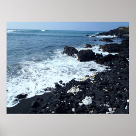 Poster van het zwarte strand op het eiland Hawaii