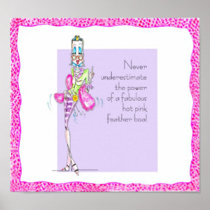 Poster van hot-roze doezelboa