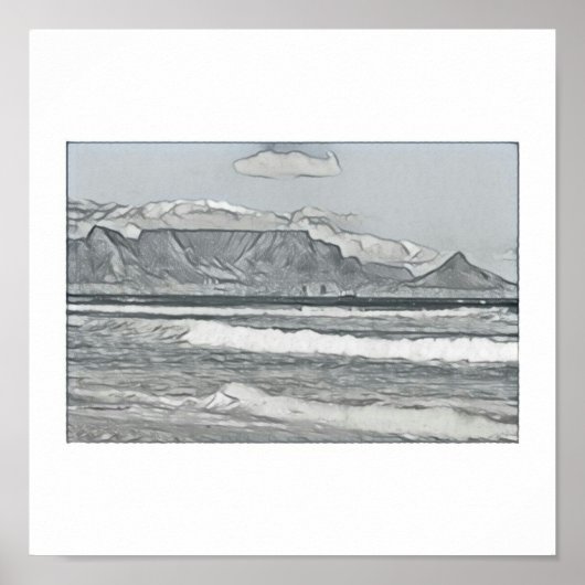 Poster van Kaapstad Tafelschets (Voorkant)