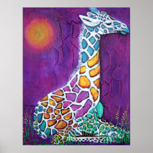 Poster van kleurrijke Giraffe